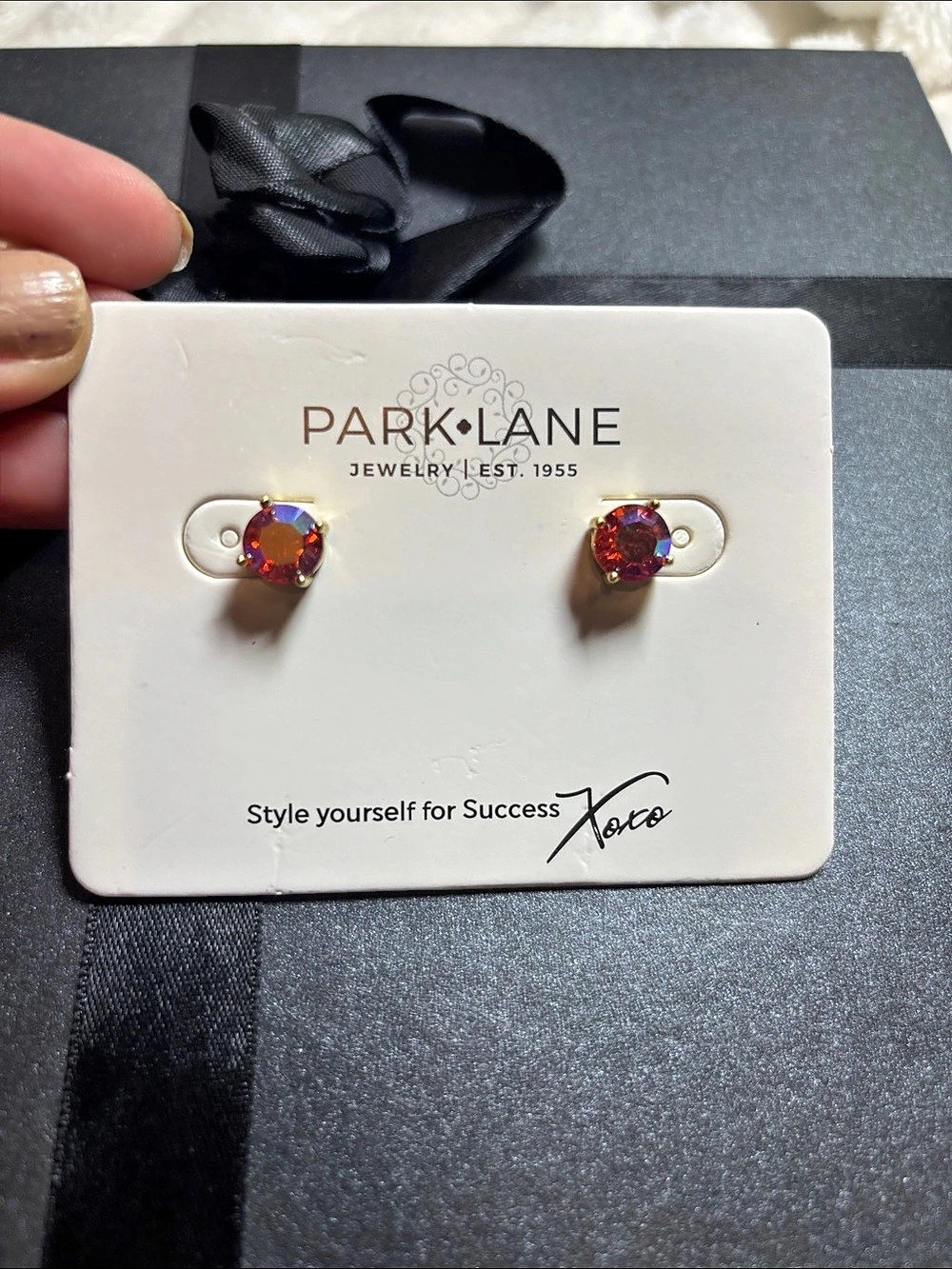 Park Lane Red & Gold Stud Earrings NWT